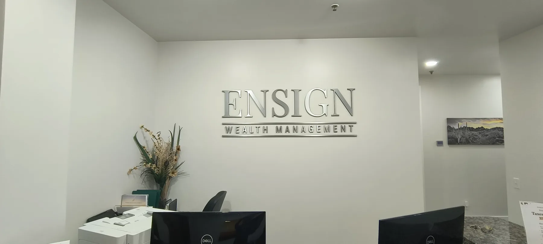 Completed corporate office lobby sign